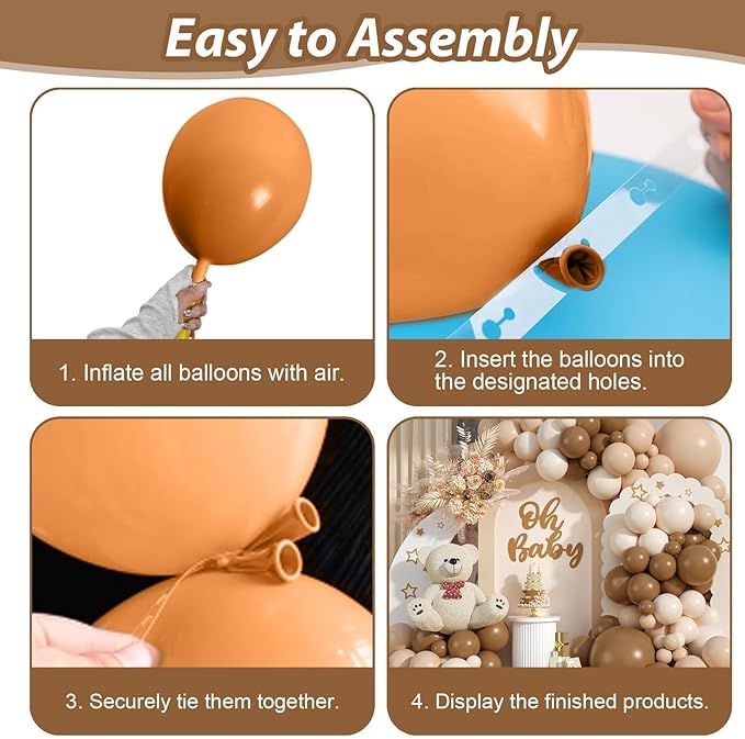 Neutral Balloon Arch Kit,Beige Nude Light Brown Tan Sand White Balloons for Boy Girl Bear Baby Shower Decorations Boho Wedding Bridal Engagement Anniversary Birthday Party Supplies