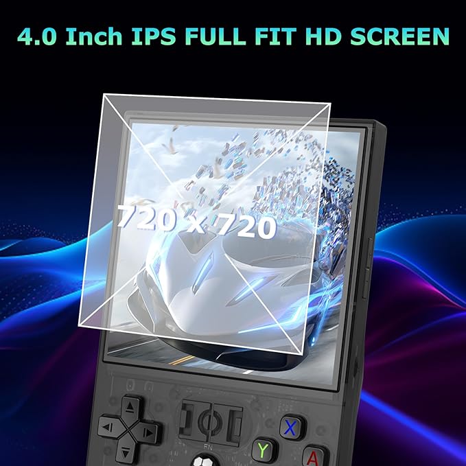 R36MAX Handheld Game Console, Built-in 4000mAh Battery, 4K HD 4" IPS Glass Screen, Supports 18000+ Classic Games, Linux-Based Retro Gaming Console (Black)