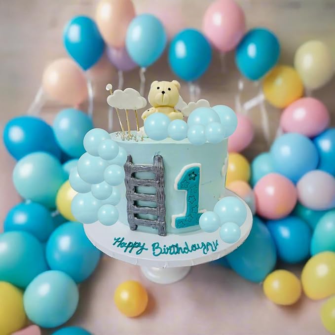 Gyufise 30Pcs Balls Cake Topper DIY Cake Insert Toppers Ball Cake Picks Cupcake Topper for Birthday Party Baby Shower Wedding Cake Decoration Blue