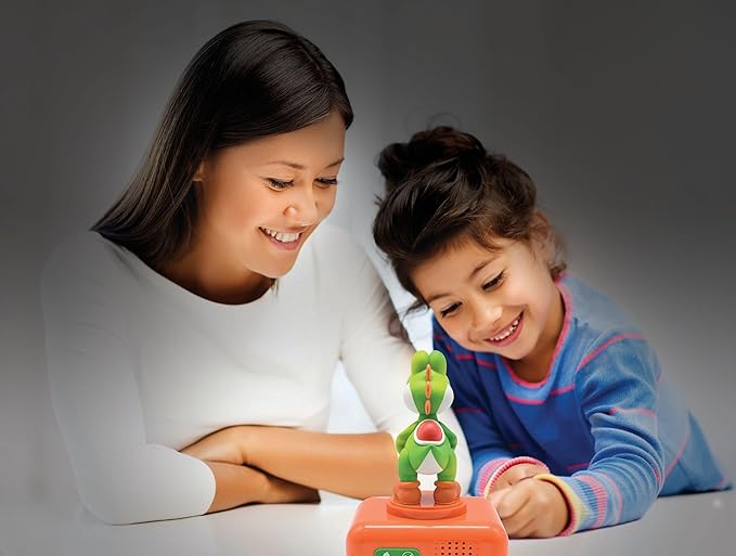 LEXiBOOK, Super Mario, Yoshi Nightlight Alarm Clock, Sounds and Melodies, LCD Backlit Screen, Luminous, Snooze, Red/Green, RL800NI1