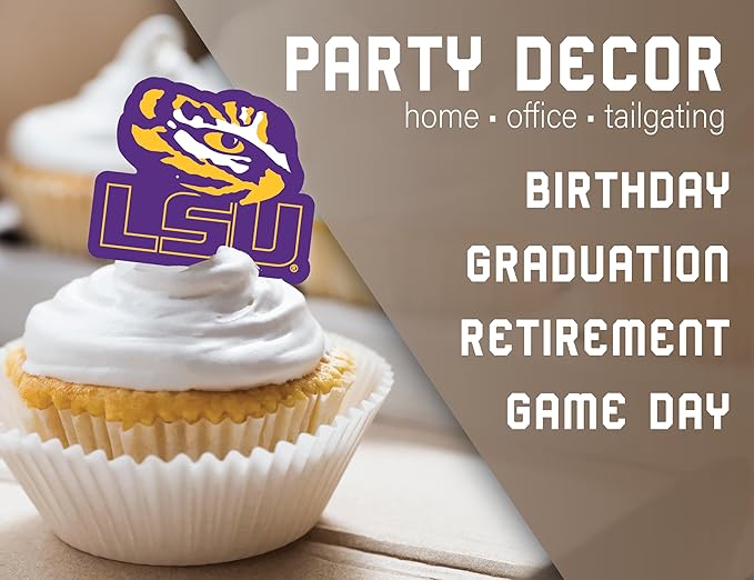 LSU Tigers Cupcake Topper Party Supplies for Football, Birthday, Graduation Party Decorations (24 Pieces) (LSU Tigers)