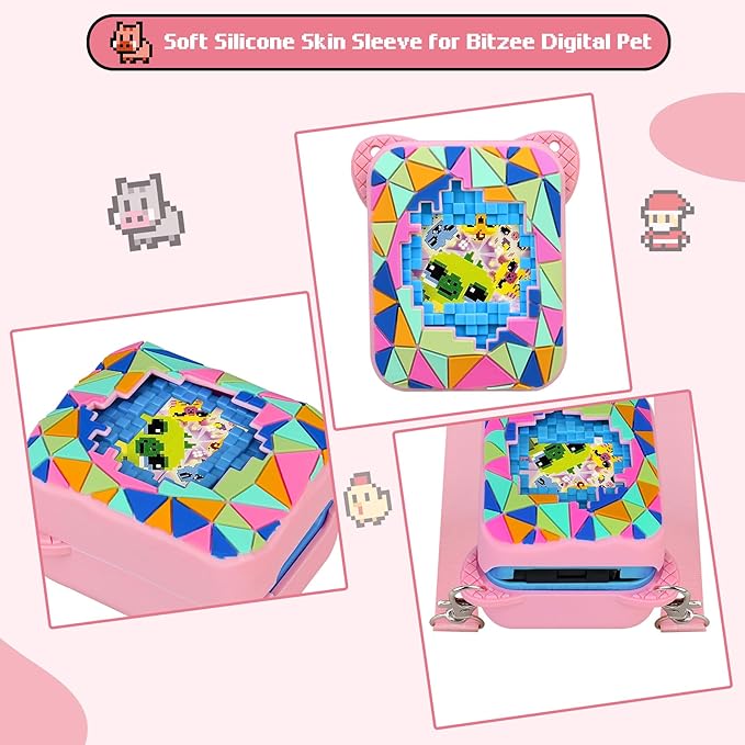 BOVKE Silicone Cover Case for Bitzee Magicals Interactive Toy with 20 Characters Inside, Bitzee Magicals Digital Pet Protective Skin Sleeve for Bitzee Virtual Electronic Pets Kids Toys, Pink