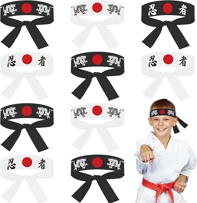 ZOIIWA 48Pcs Japanese Karate Headband Japanese Sushi Chef Bandana Headwear for Karate Sports Kitchen Cooking Headbands Supply for Birthday Party Favors