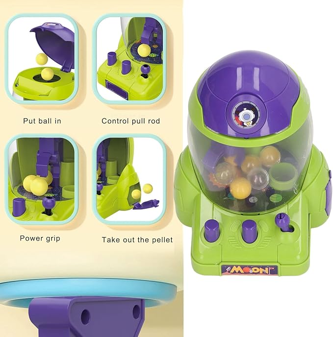 Portable Mini Space Rocket Claw Machine for Children, Colorful Tabletop Game Machine for Kids Interactive Play