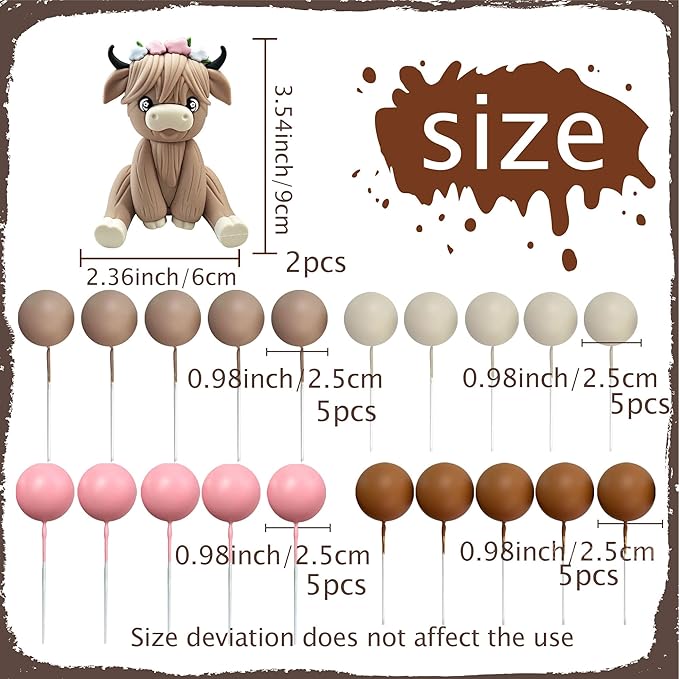 JeVenis Two Highland Cow Cake Decorations Cake Topper Highland Cow Party Favors For Highland Cow Birthday Party Supplies