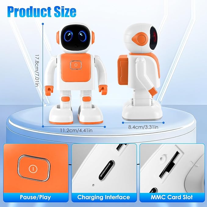 iMounTEK Smart AI Robot Interactive Learning Dancing Robot Voice Assistant Telling Story Singing Music Programmable Moves for Gift/Orange