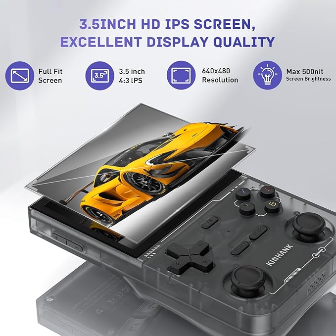 Kinhank K36 Retro Handheld Game Console with 9000+Games,Handheld Retro game console,Mini Emulator Handheld with 64GB TF Card,Portable Gaming Console,3.5 Inch IPS Screen(Black)
