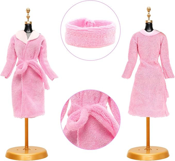 27 Pcs Doll Sleeping Clothes Accessories Including 4 Sets Bathrobes Pajamas, Towels, Headband, 12 Toiletries, 8 Accessories, 3 Slippers for 11.5 Inch Girl Dolls Sleeping Storytelling Playset