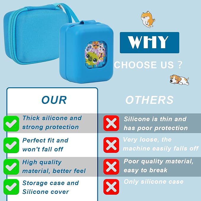 MGZNMTY Carrying Case and Silicone Case for Bitzee Magicals Interactive Toy Digital Pet - Protective Skin Cover for New Bitsy Electronic Virtual Pet (Magic Blue)