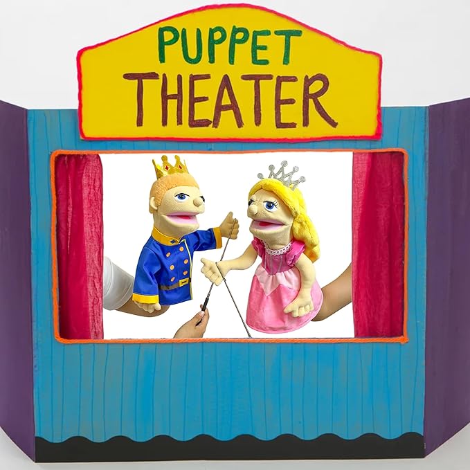 16" Puppets Entriloquist Puppet,Hand Puppets for Kids Plush Princess Puppe t for Adults with Removable Mouth Puppet for Kids Ages 4-8，Hand Puppet for Adults with Scalable Puppets Control Rod