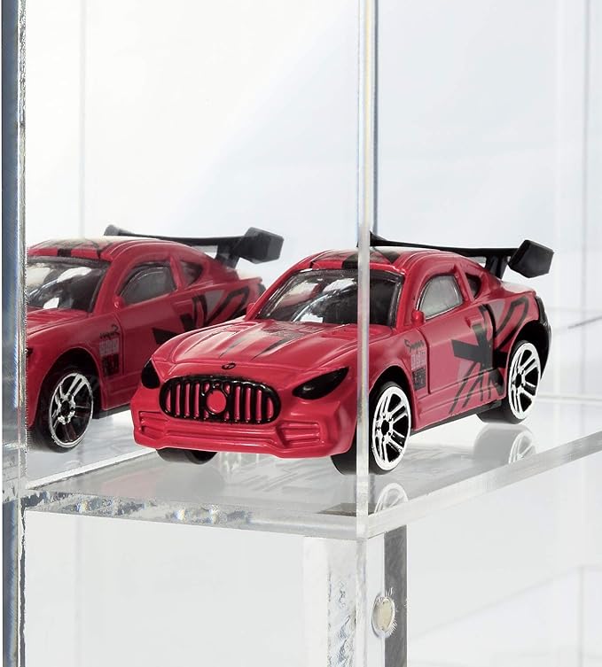 Ikee Design Premium Acrylic Display Case with Mirrored Back, Clear Wall Mounted or Desktop 12 Compartments Display Cabinet Shelves for Collectibles, Small Pop Figures, Jewelry, 10.7 W x 2 D x 10 H in