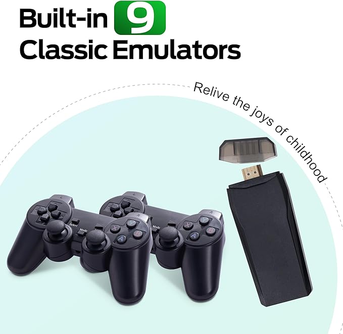 Wireless Retro Game, 25000+ Games Built-in, 4K HDMI Output, 9 Emulators, Dual 2.4GHz Wireless Game