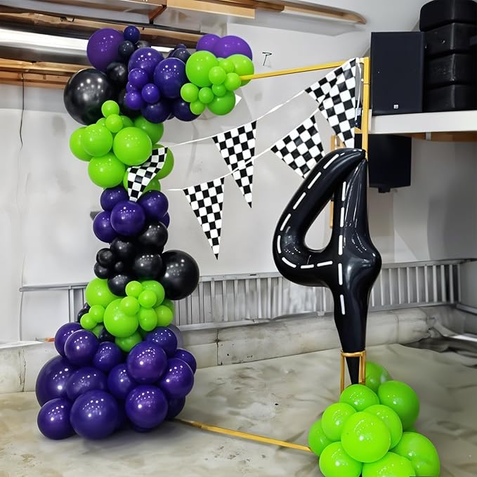 Black Purple Green Balloon Arch Kit, Star Foil Balloons for Kids Boy Monster Theme Birthday Decorations Baby Shower Wedding Anniversary Engagement Graduation Celebrations Party Supplies