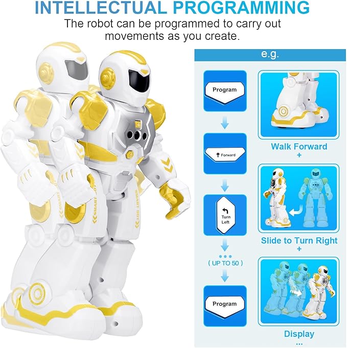 KingsDragon Robots Toy for Kids, RC Gesture Sensing Toy, Interactive Walking Singing Dancing Robot Birthday Presents for Boys Girls Age 6 7 8 9 Years Old,Yellow