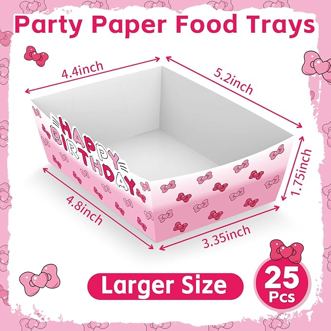 25Pcs Cartoon Cat Disposable Paper Food Trays for Cat Theme Birthday Party Supplies Baby Shower Decorations