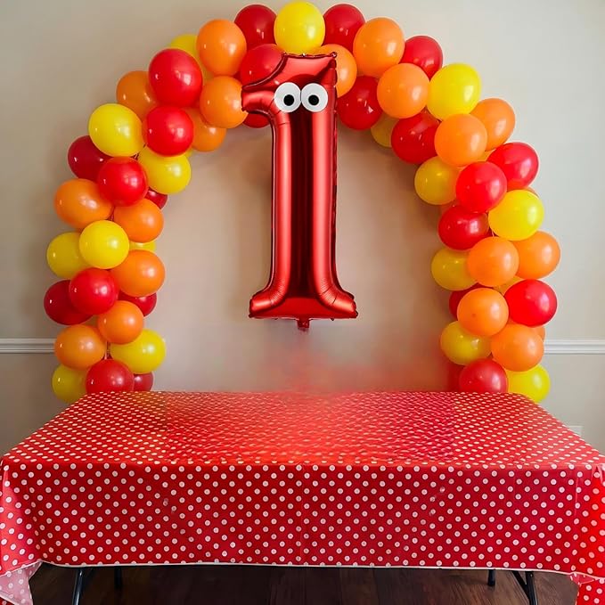 Red Monster Number 1 Balloons 40 Inch Red Monster Theme Birthday Party Decorations Large Foil Balloons for Cartoon Birthday Party Backdrop Celebration Supplies