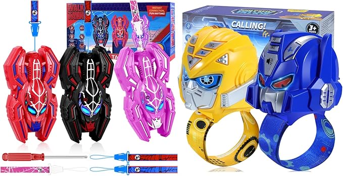 Vvinca Transform Toys Walkie Talkies for Kids 4 Pack -Spider Toys for Boys Girls Age 3-5 5-7 8-12 Christmas Birthday Gifts for Kids Adjustable Strap Voice-Changing Clear Sound Camping Outdoor