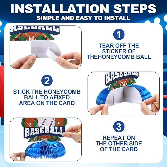 Meanplan Baseball Party Supplies Kit 167 Pcs Baseball Party Decorations Includes Paper Plates, Napkins, Cups, Concessions Banner, Tablecloth and Honeycomb for Sports Theme Birthday Decor, Serve 24