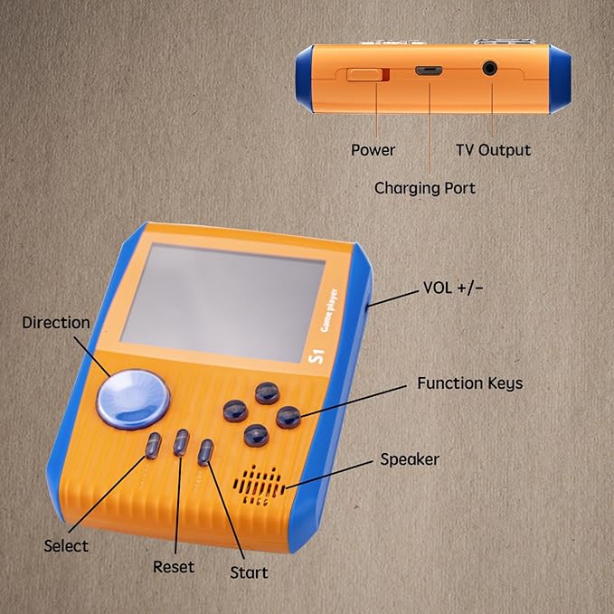 Retro Game Console Handheld, Mini Handheld Game Console for Kids with 666 Classic Retro Games, 1020mAh Rechargeable Battery, 3 Inch Screen Gameboy, Birthday for Boy Girl (Orange)