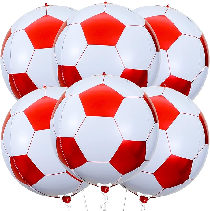 KatchOn, Huge 22 Inch Red Soccer Balloons - Pack of 6, Soccer Decorations | Foil Red Soccer Ball Balloons, Red Senior Night Decorations | Red Soccer Party Decorations | Red Soccer Birthday Decorations