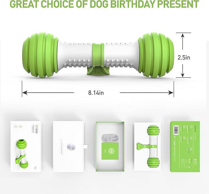 PETGEEK Interactive Dog Toys, Motion Activated Electronic Dog Toy Interactive Dog Bone Toys for Medium Large Dogs, USB Rechargeable Automatic Dog Toy for Boredom and Stimulating (Green)