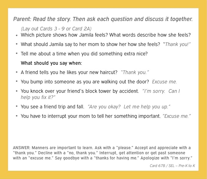 TestingMom.com Gifted Learning Flash Cards - Social Emotional Learning (SEL) for Pre-K and Kindergarten