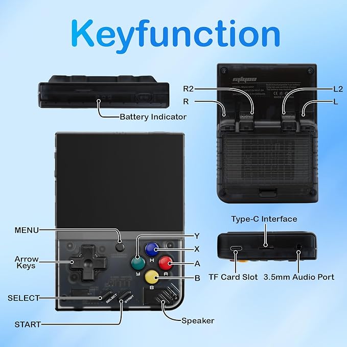 Miyoo Mini Plus Retro Game Console,3.5 Inch IPS Classic System Retro Video Games Consoles,with 64G TF Card and Wireless Networt Handheld Console Casual Game Console(Black)
