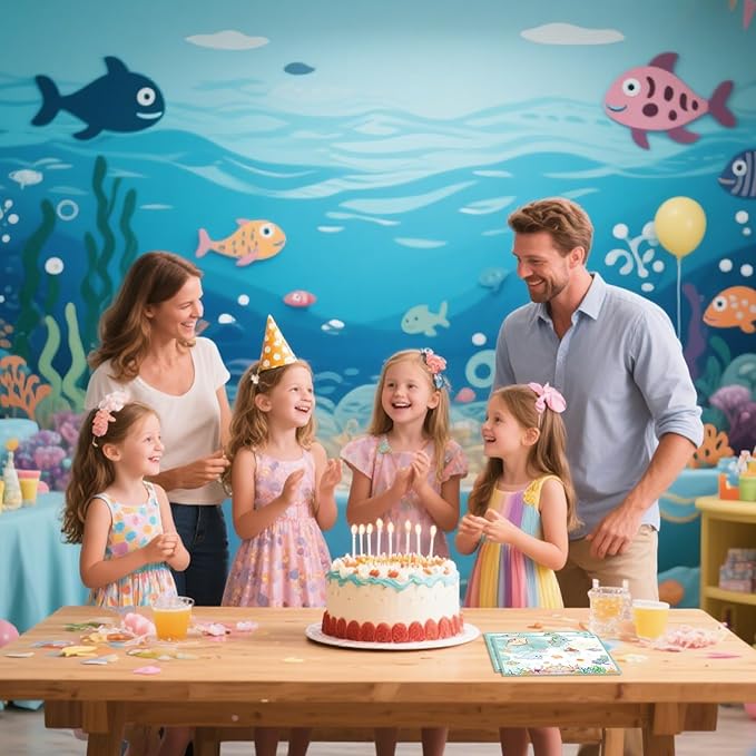 40 Pack Under The Sea Paper Napkins - 6.5x6.5 Inches Disposable 2-Ply Ocean Theme Party Napkins for Summer Beach, Baby Shower Decorations & Under The Sea Dinner Party Supplies
