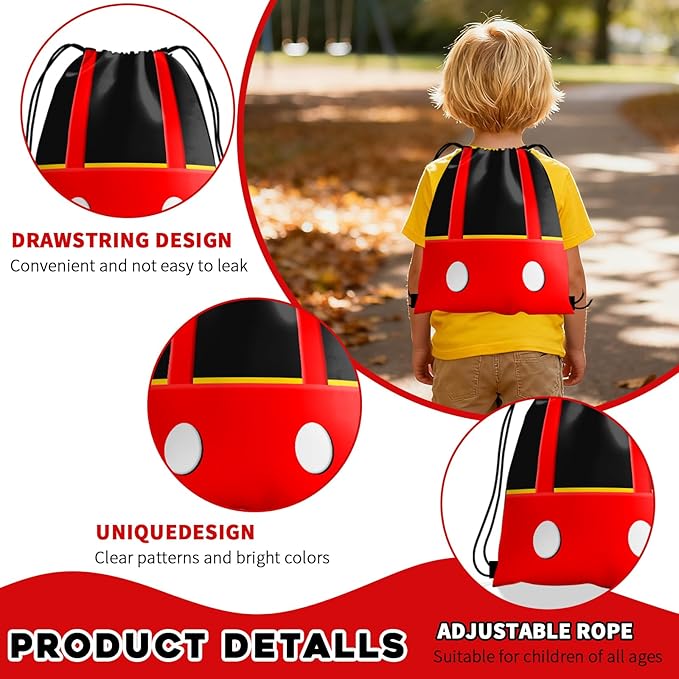 Cartoon Mouse Party Favors, Anime Themed Birthday Party Supplies & Goodie Bags for Kids, Include Drawstring Bags Notebook Silicone Bracelet Highlighter for Gifts Fillers