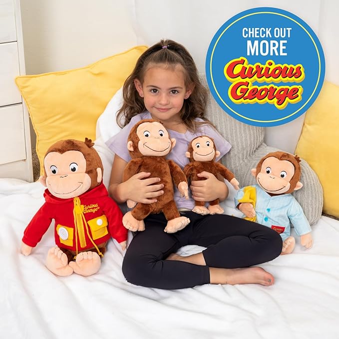 Kids Preferred Curious George Monkey Stuffed Animal Plush Toys Soft Cutest Cuddle Plushie Gifts for Baby and Toddler Boys and Girls - 8 Inches