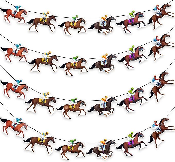 Kentucky Party Derby Day Banners Party Supplies Horse Racing Streamers Decorations（4PCS）