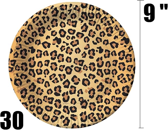 Serves 30 Guest Jungle Safari Zoo Animal Print Birthday Party Supplies Pack 9" Dinner Plates 7" Dessert Plates 12 oz Cups Napkins Zoo Animal Print Jungle Safari Themed