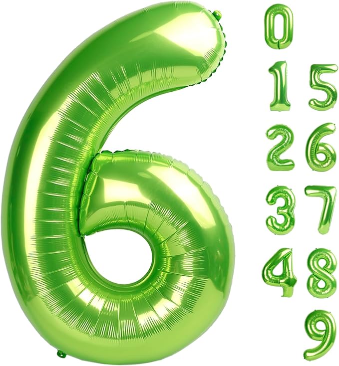 Number 6 Balloon 40 Inch, 6 7 Six Seven Birthday Decorations, 6th Birthday Balloon for Boy Girl, Light Green 16 60 61 65 Numbers Balloons Graduations Anniversary Supplies