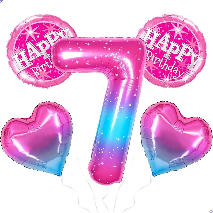 Gradient Number 7 Balloon for Doc Mcstuffins Birthday Decorations, 40 inch Big Helium Number Balloons for Girls Birthday Party Celebration Decoration Supplies