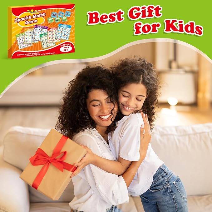 Spanish Alphabet Bingo Games,Letter/Number/Sight Word for Kindergarten,ABC and 123 Bingo Board Match Games for Kids 4-6,Learn Spanish Flash Cards,Toddler Educational Toys