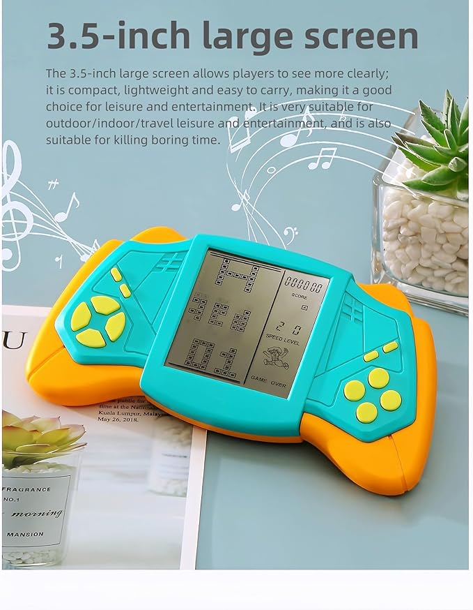 CZT Creative Brick Game Console Cool Wing Appearance Build in 2574 in 1 Block Games Handheld Machine Retro Portable Electronic Puzzle Toys Children/Students (Yellow)