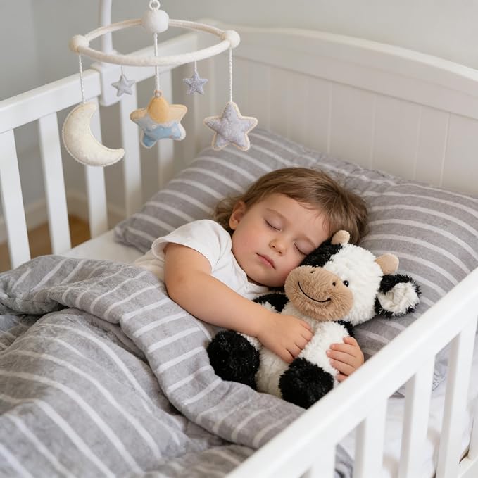 Hopearl Adorable Plush Cow Toy Floppy Dairy Cattle Soft Stuffed Animal Cute Birthday Gifts for Boys Girls Kids Toddlers, 9''