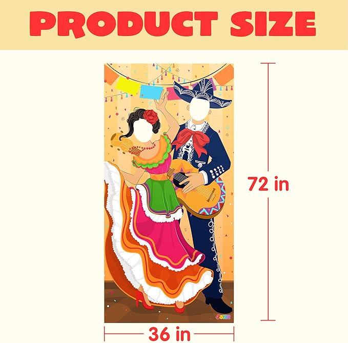 JOYIN Cinco de Mayo Fiesta Couple Photo Door Banner for Party Supplies, Mexican Photography Backdrop Decoration, Mexican Theme Photo Booth Background, Party or Festivals