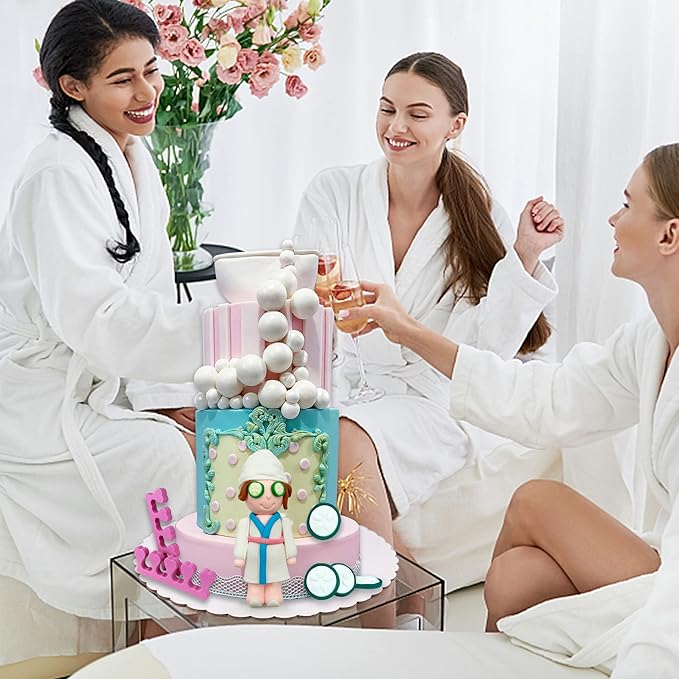 Spa Cake Decorations Balls Cake Topper Spa Theme Party Supplies for Make Up Birthday Party Favor Decoration