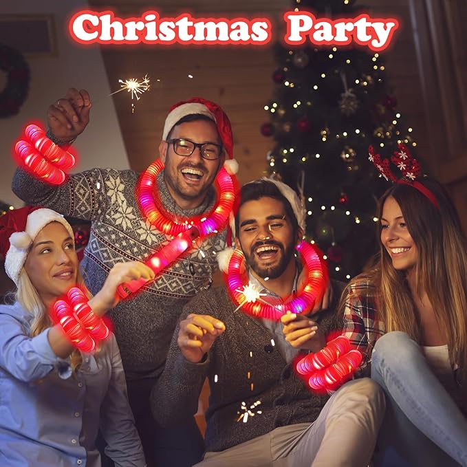24 PCS Red Glow Sticks Party Favors for Kids, LED Light Up Necklaces Bracelets Accessories for Toddlers, Glow Birthday Easter Mardi Gras Parade Throws Party Supplies Decorations for Boys Girls