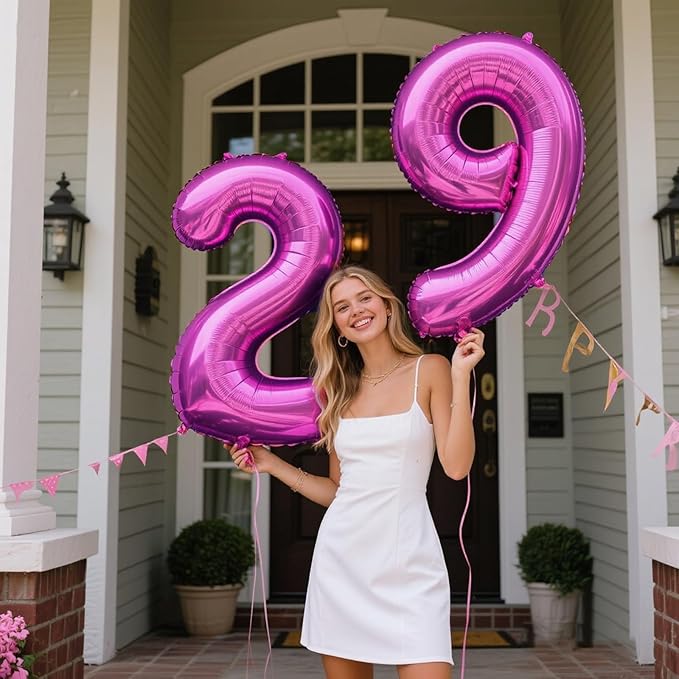 40 Inch Rose Purple Large Balloon Number 9 Balloon,Jumbo Mylar Foil Helium Balloon for 9 19 29 39 49 59 Birthday Digital Balloons for Birthday Party,Wedding Anniversary Party Decorations