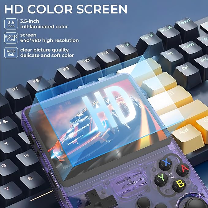 R36s Pro Retro Handheld Game Console, 3.5in IPS , 128GB Preloaded with 40000+Classic Games, Portable Game Console,30 +Game Emulator, Linux System,3500mah Rechargeable Battery
