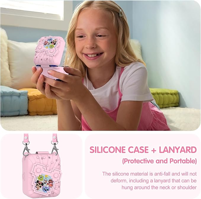 Silicone Case for Bitzee Disney Interactive Toy, Anti-Scratch, Washable, Shockproof Silicone Protective Cover for Bitzee Disney Interactive Toy Accessories with Lanyard - Pink