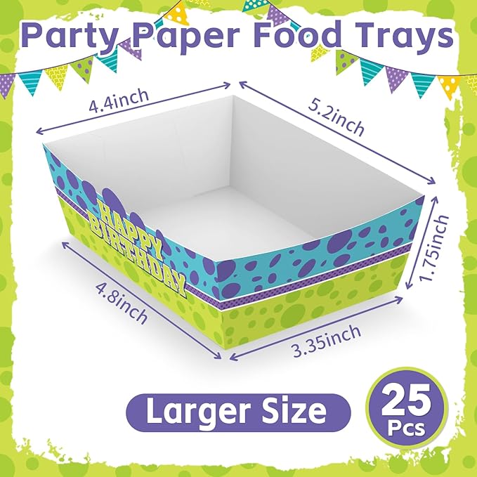 25Pcs Monster Disposable Paper Food Trays for Monster Theme Birthday Party Supplies Baby Shower Decorations