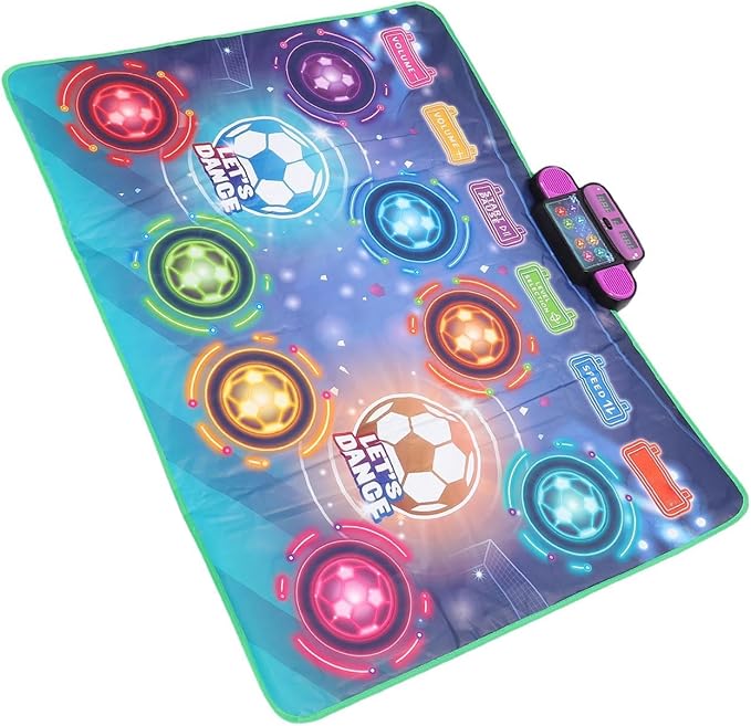 Double Player Dance Mat, Interactive Electronic Dance Pad with Music and Challenging Levels, 105.5x80cm, 2 Player Kids Game Mat for Family Fun