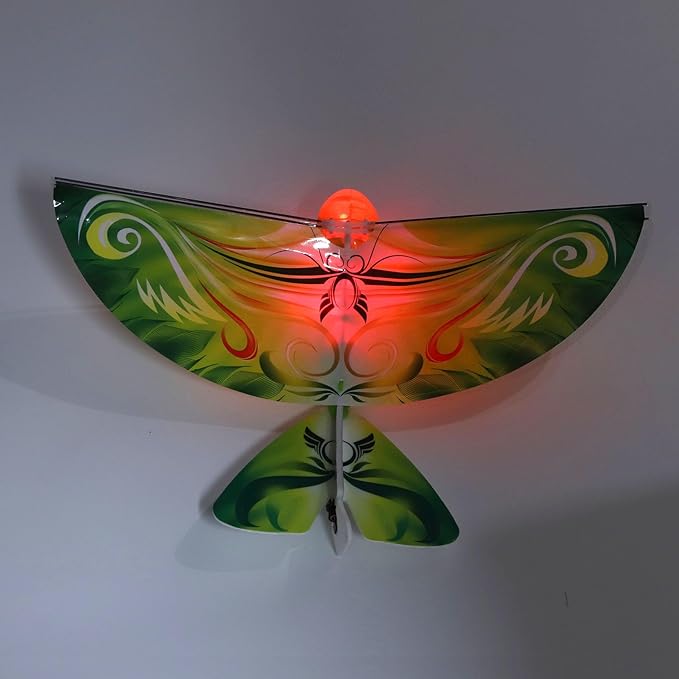 Flying RC Bird Toy 2.4GHz USB Charging LED Flapping Bird for Indoor Outdor (Green)