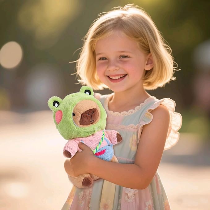 Kawaii Capybara Plush with 9 pcs Clothes & Accessories, 10.2 in Capybara Plushie with Outfits Capybara Stuffed Animal Plush Toys for Kids Boys Girls