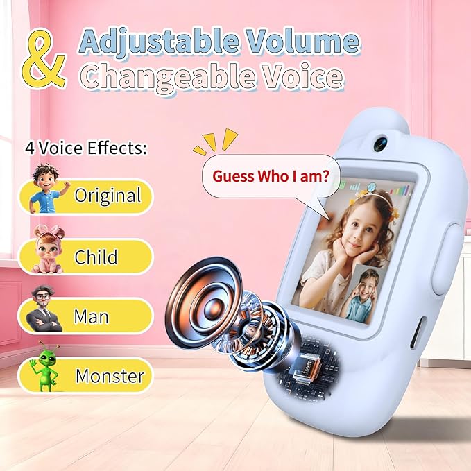 Video Walkie Talkies for Kids, Handheld 2 Pack Rechargeable Kids Video walkie talkies,Long Range Ideal for Family Games, Outside, Camping, Hiking (Pink & Blue A)