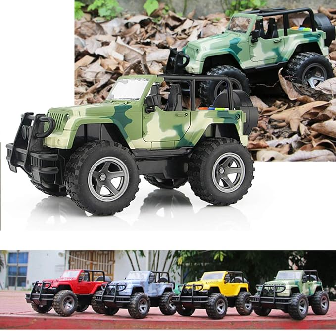 Car Toy 1:16 Off-Road Military Fighter Friction Powered Toy Vehicle with Fun Lights and Sounds