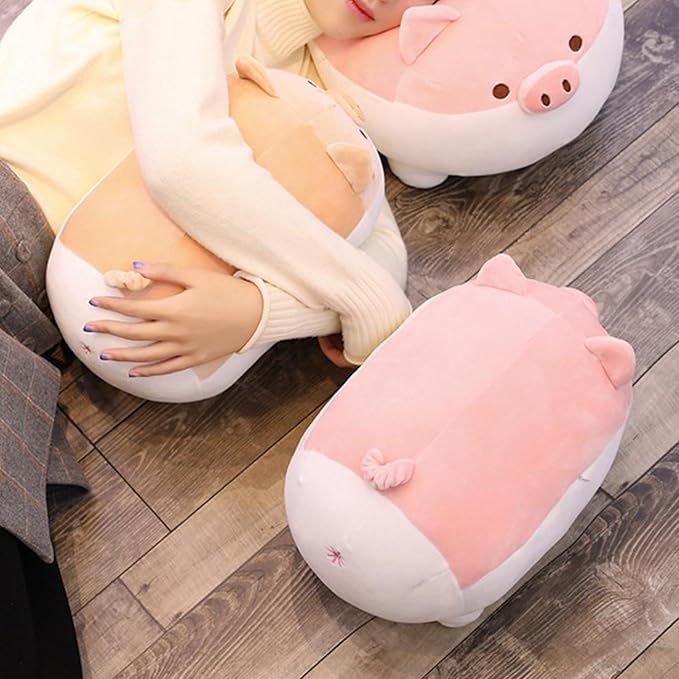 Levenkeness Soft Fat Pig Plush Hugging Pillow,Cute Piggy Stuffed Animal Doll Toy Gifts for Bedding, Kids Birthday, Valentine, Christmas (Brown, 15.7")